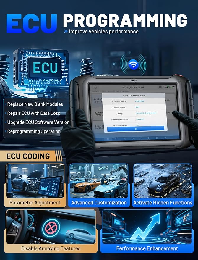XTOOL IP919 PRO Scan Tool, ECU Pr0 gramming Car OBD2 Scanner with Topology Mapping, Upgrade of D9S PRO, 51+ Resets, ECU C 0ding, FCA/CAN FD/DoIP, Automotive Bidirectional Scan Tool with 3-Year Updates