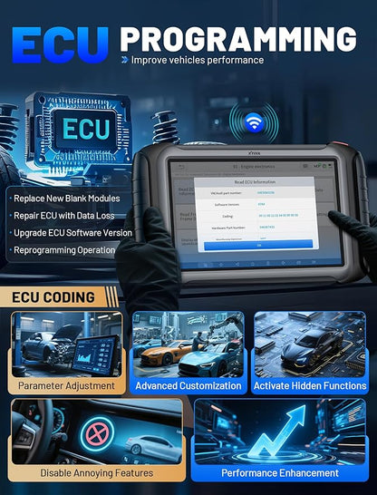 XTOOL IP919 PRO Scan Tool, ECU Pr0 gramming Car OBD2 Scanner with Topology Mapping, Upgrade of D9S PRO, 51+ Resets, ECU C 0ding, FCA/CAN FD/DoIP, Automotive Bidirectional Scan Tool with 3-Year Updates