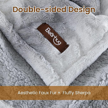Bearhug Electric Blanket Full Size 77" x 84", 10 Heat Settings Heated Blanket, 1-12 Hour Auto Shut-Off, Faux Fur & Sherpa Dual-Sided Heating Blanket, Machine Washable, Gift-Ready Elegant Packaging