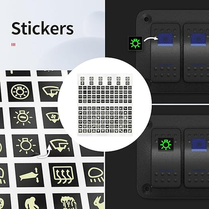 7 Gang Rocker Switch Panel Marine Boat Toggle Switch Panel Waterproof with USB Charger Voltmeter 12V 24V DC for Automotive Vertical UTV Truck