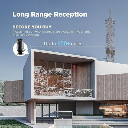 1200+ Miles Long Range HD Antenna for Smart TV and All Older TV's,Digital TV Antenna Indoor for Local Channels,Supports 4K 1080P HD with Amplifier Signal Booster and 18ft Cable (Black)