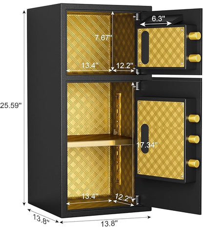 6.0 Cu Ft Large Double-Door Coin-Operated Digital Safe with Fireproof & Waterproof Bag,Hidden Code,Coin Slot,Thickened All-Steel Construction,Extra Storage,Wall/Floor Mountable for Home/Office/Hotel