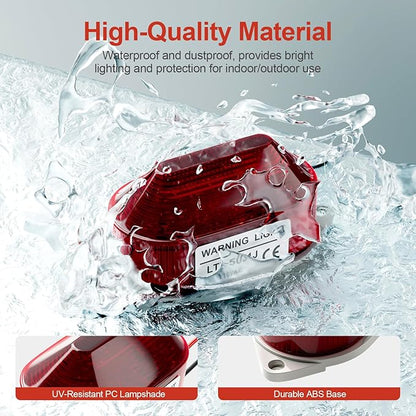 QTEATAK AC110V Strobe Siren Industrial Warning Light with Red LED and 105dB Buzzer, Ultra-Bright Signal Flashing Alarm Light for Safety and Alert, Oval