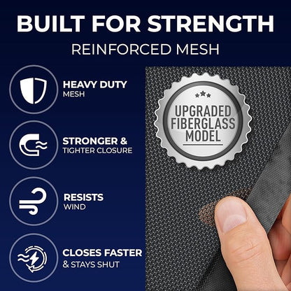 Flux Phenom Upgraded Magnetic Screen Door - Bugs Out, Breeze in - 9min Install Auto-Sealing Heavy Duty Double Stitched Mesh, 52 Magnets, Hands Free Patio Doors Net, Pet & Kid Friendly, 38 x 82 Inch