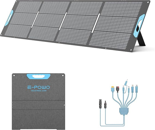 220W Portable Solar Panel for Power Station, 23.5% High Efficiency ETFE Foldable Solar Panels Charger, QC3.0 USB-A &Type-C Output,IP67 Waterproof for RV, Outdoor Camping, Off Grid Blackouts