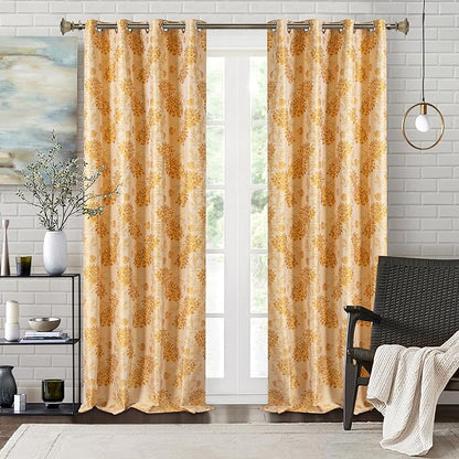 Deco Window Adjustable Curtain Rod for Windows 18 to 44 Inch (Pack of 1) Extendable Heavy Duty 1 Inch Iron Drapery Pole with Finials Wall Mounted French Door Curtain Rods (Brass)