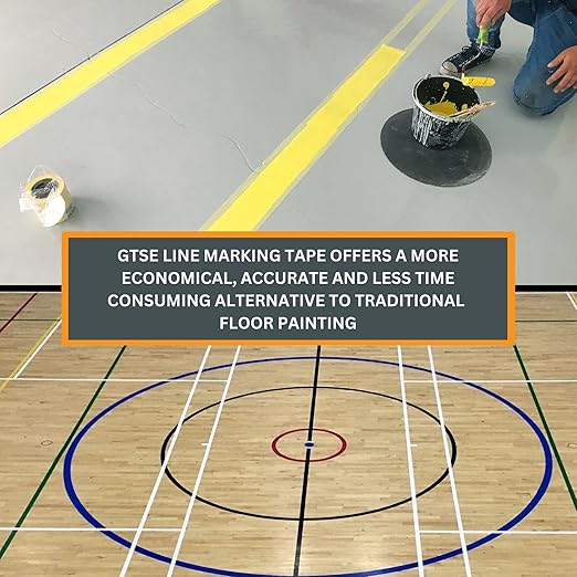 GTSE 4 inch x 108 ft Blue PVC Vinyl Floor Tape, Safety Marking Tape, 6 mil Thick, Suitable for Dance Floors, Gyms, Warehouses, Sports Facilities