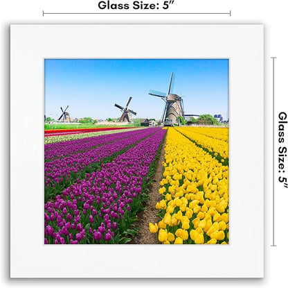 Americanflat 5x5 Picture Frame with Shatter-Resistant Glass - Signature Collection - Gallery Style Frames Made of Engineered Wood - Square Frame for Tabletop and Wall Display - White