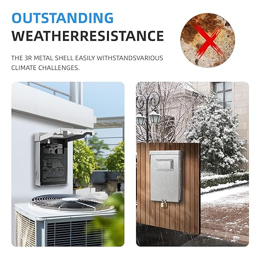 60 Amp AC Disconnect Switch Outdoor 120/240VAC Pull Out Switch Waterproof Metal Box for Air Conditioning Non-Fused