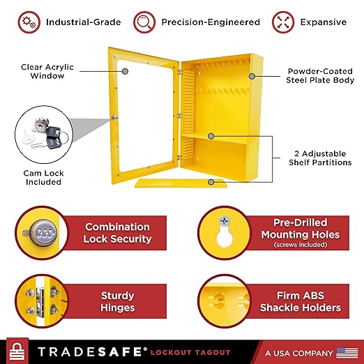 TRADESAFE Lockout Tagout Cabinet, Lock Out Tag Out Station Unfilled - No Loto Devices Included, Wall-Mountable Lockout Tagout Station Cabinet, Loto Box 24 x 8 x 31-1/2 inches