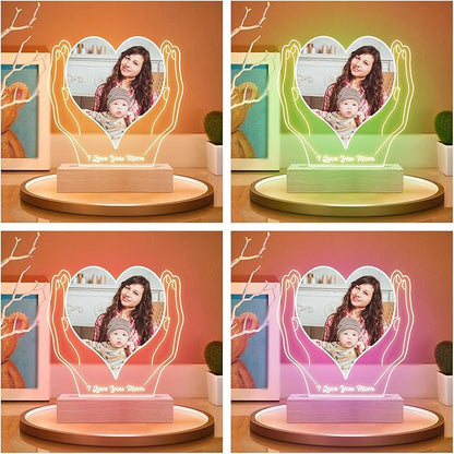 Custom Picture Frames with Photo, Customized Picture Frame with Night Light, Custom Photo Frame, Personalized Valentines Day Gifts for Mom Baby Kid Family
