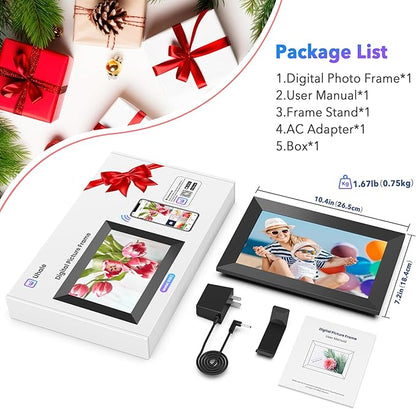 Uhale 10.1" Digital Picture Frame with 32GB Storage Support SD Card, Electronic Photo Frames with 1280x800 HD IPS Touch Screen, Instantly and Securely Share Memories, Send Wishes from Anywhere