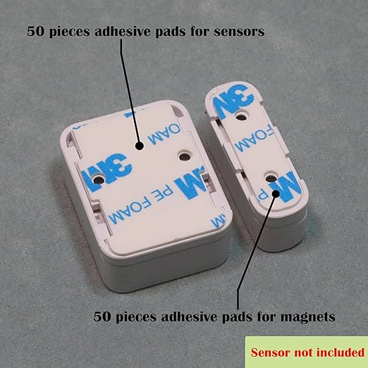 Replacement Adhesive for SimpliSafe Entry Sensors – (50 Pieces for Sensors & 50 Pieces for Magnets) - Strong Pre-Cut Double-Sided Tape for Easy, Secure Installation