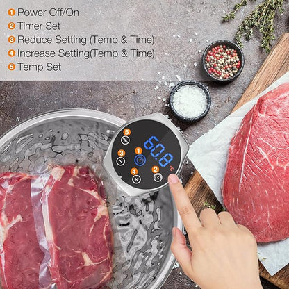 Sous Vide Machine 1100W Upgraded WIFI Sous Vide Cooker Ultra-quiet Working Cooker Immersion Circulator with Recipes(App Included), Accurate Temperature, Digital Timer, IPX7 Waterproof