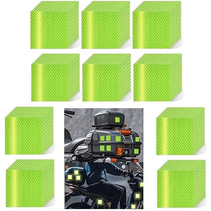 Non Fading Fluorescent Yellow Reflective Stickers 3 inch X 3 inch, Outdoor Waterproof High Visibility Safety Adhesive Reflector (100 Pcs)