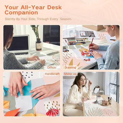 iCasso Heated Mouse Pad Hand Warmer, Heated Desk Pad, 35.4" x 15.7" Warm Desk Protector Mat with 4 Heating Levels for Computer Keyboard, XXL Large Mousepad for Home Office Work (Morandi)