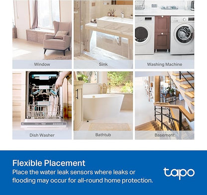 TP-Link Tapo Smart Water Leak Detector, Requires Tapo Hub, Water Leak Sensor Wi-Fi with Rapid Dripping Detection, 90dB Adjustable Alarm, App Alerts, Compatible with Alexa and Google Home, T300
