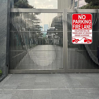 No Parking Fire Lane Sign, Reflective Aluminum, 12 x 18 Inches, Weather Resistant, UV Protected, Indoor Outdoor Use, 2 Pack