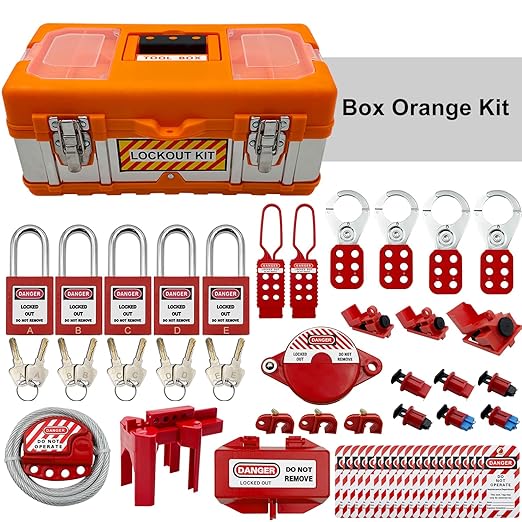 SAFBY 2-in-1 Lockout Tagout (Loto) Kits–Complete OSHA Safety Group Lock Out Hasps, Tag Out Clamp-On Circuit Breaker Lockout for Universal Multi- Pole Breaker Electrical Kits Station (2 Kits in 1)