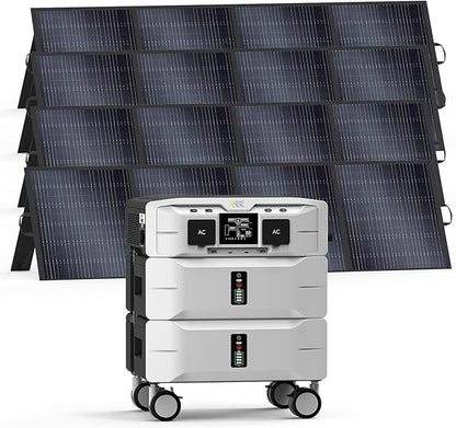 IEE 5120Wh Portable Power Station SP5000 with 4×200W Solar Panel, 120/240V 5000W(Peak 9000W) AC Output Solar Generator, Expandable Capacity, LFP Battery Generator for Home Use, Power Outages, RVs
