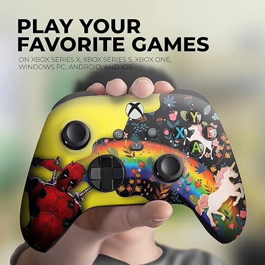 DreamController Deaddpool & Unicorn Custom X-box Controller Wireless compatible with X-box One/Series X/S Proudly Customized in USA with Permanent HYDRO-DIP Printing (NOT JUST A SKIN)