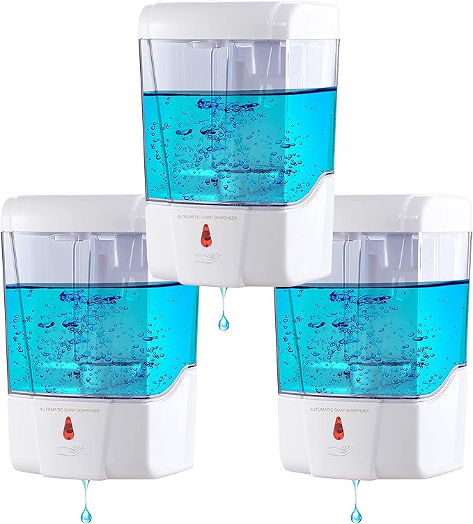 Automatic Soap Dispenser Wall Mount 3 Pack White 20 Oz Waterproof Leakproof for Commercial Bathroom Restroom Toilet Hotel