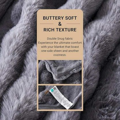 SAPHREAS Faux Fur Throw Blanket for Couch, Fluffy Fuzzy Bubble Blanket for Sofa Bed Living Room, Grey Decor Soft Cozy Gifts for Women Men, 60x80” Gray