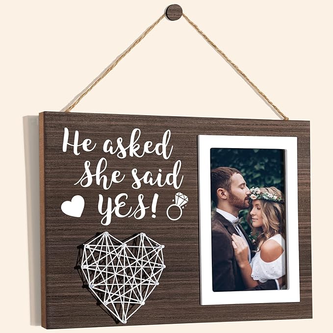 Engagement Wedding Gifts for Couples: Boyfriend & Girlfriend, Romantic Picture Frame - 4x6 Photo
