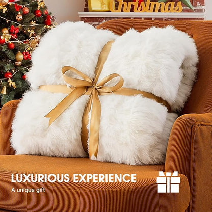 Heated Electric Blanket Throw–Faux Fur with Soft Thick Sherpa,Warm Winter Birthday Gifts for Women Grandma,10 Heat Settings,5 Time Settings with Fast Heating, 50x60, Snow Cloud