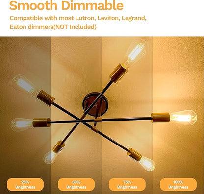 Edison Bulbs E26 Medium Base 2700K Soft White, 750LM ST58 Vintage LED Filament Bulb Clear Glass, Equivalent 75W Dimmable Lights Bulb 90+ CRI for Chandeliers, Pendants, Wall Sconces, 9 Pack