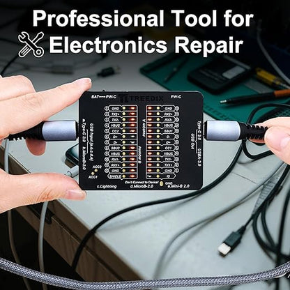 USB Cable Tester USB Cable Checker Data Wire Fast Detection for Type-C, USB-A 3.0, Micro-B 3.0, Micro-B 2.0, Mini-B 2.0, and for Lightning Cables by Checking The LEDs