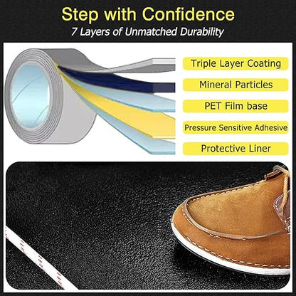 S&X Anti Slip Tape 12 Inch x 60 FT Roll Black Grit 60 Exceptional Traction Non-Slip Skid Grip Tape for Outdoor Stair Treads, Wooden Steps & Exterior Grips - Long-Lasting Tread Strips