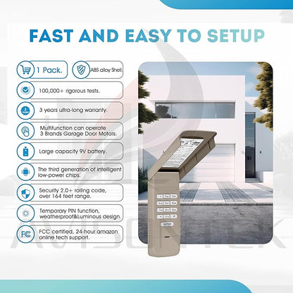 Chamberlain LiftMaster Craftsman Universal Wireless Garage Door Keypad 940EV-P2 940ESTD, Security+2.0 MyQ【3-Year-Warranty】