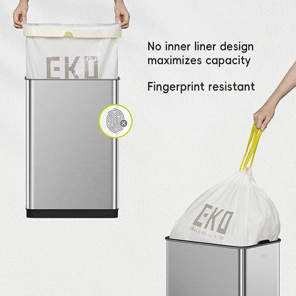 EKO Phantom-T 50 Liter / 13.2 Gallon Vertical Motion Sensor Trash Can, Brushed Stainless Steel Finish