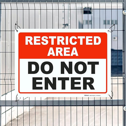 Brimar - 10 x 7" - Restricted Area Do Not Enter Sign - .040″ Rust-Free Aluminum - Clear Communication - Easy Installation