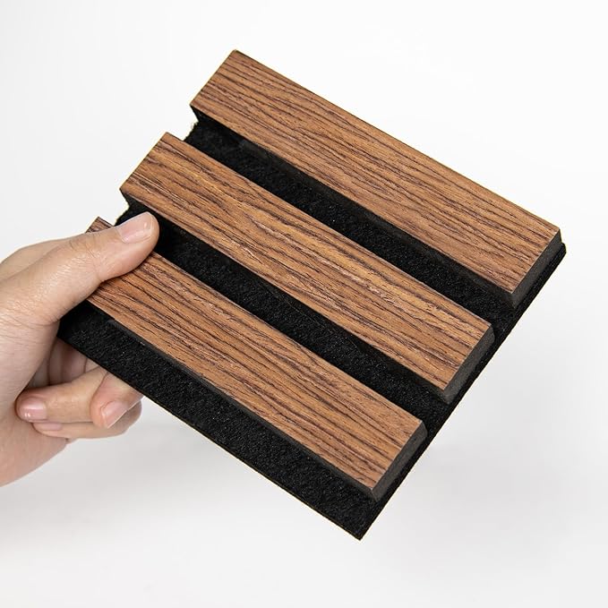 Sample Wood Salt Acoustic Wall Panels, Soundproof Wooden Wall Panels, 3D Fluted Sound Absorbing Panel, Red Oak, Sample Pack