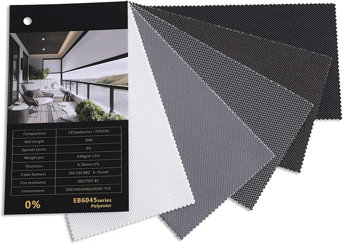 ZSHINE Hard-Wired Outdoor Weatherproof Motorized Patio Roller Shades Remote Control for Porch Balcony Customized Size (Fabric Swatch)