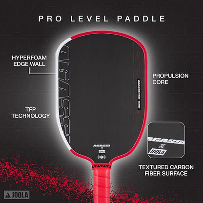 JOOLA Agassi PRO IV 16mm Pickleball Paddle w/Extended Sweet Spot - Carbon Fiber Surface Increases Spin & Control - SK Film for Power & Larger Sweet spot - UPA-A Certified - USAP Approved - NFC Chip