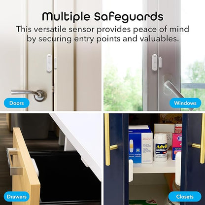 Geeni Smart Door and Window Sensor Alarm 2 Pack WiFi Battery Powered Security Sensor with Siren, Instant Alerts, Alexa & Google Assistant Compatible for Home, Office, Garage