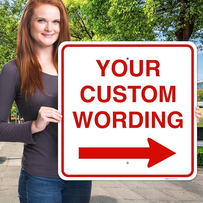 Custom Square Left or Right Arrow Sign, Personalize for Office, Business, Workplace, office, Home, Airbnb, Delivery Signs, 24x24 Inches Yellow, Rust Free .063 Aluminum, Fade Resistant, Made in USA
