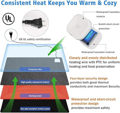 Heated Desk Pad Mouse Pad - Warm Desk Pad,Electric Heating Pad with 3 Heating Levels & 4 Hours Auto Shut-Off,31.5 x 13 inchExtended Edition Gaming Mou