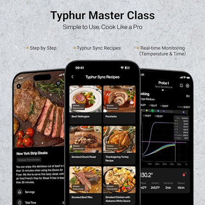 Typhur Sync Dual Gen 2 WiFi Wireless Meat Thermometer, 2 Probes, Smart Base, LCD Display, Unlimited Range, Bluetooth 5.3, Improved Stability, NIST-Certified Accuracy, BBQ, Grill, Smoker, Oven