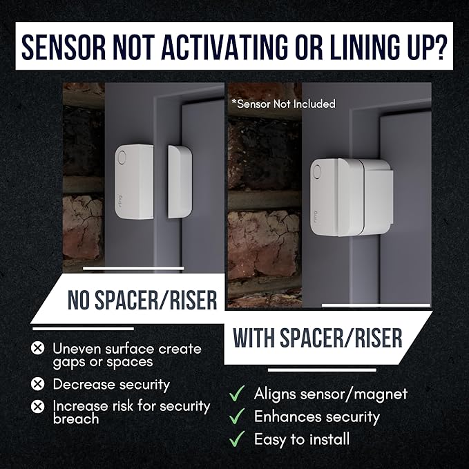 Ring Alarm Magnet Riser | 5 Pack Set with 3M Adhesive - Easy Mount to Any Doorway, Window, and Entryway | Ring Sensor/Magnet Not Included (1 inch)