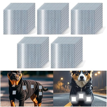 Non Fading White Reflective Stickers 3 inch X 3 inch, Outdoor Waterproof High Visibility Warning Safety Adhesive Reflector Tape (50 Pcs)