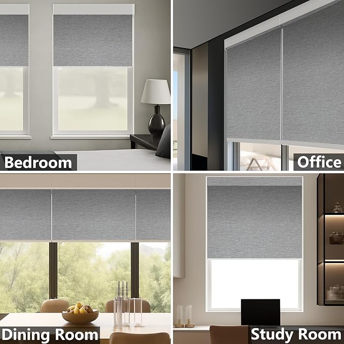 Smart Motorized Blinds – 100% Blackout Roller Shades with Remote, Alexa/Google Home/Siri Control, Matter Compatible, Wireless Rechargeable Battery, Custom Sizes for Windows & Sliding Doors