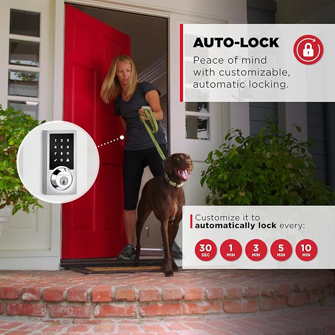 Kwikset HomeConnect 918 Contemporary Z-Wave Long Range Enabled Touchscreen Lock Works with Ring Alarm, Samsung SmartThings Hub Required, Sold Separately in Polished Chrome