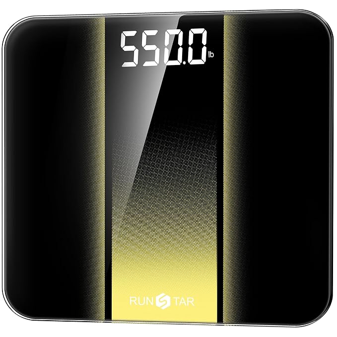 RunStar Scale for Body Weight 550lbs, 13-Inch Digital Bathroom Scale with Baby & Pet Mode, Extra-Large Bright LED Display, 8mm Tempered Glass for Accurate and Durable