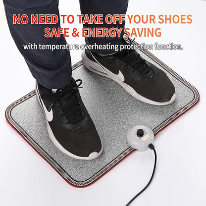 Electric Heated Floor Mats - AC 110V Foot Heater, Heated Foot Warmer Mat Under Desk for Office and Home (Gray)