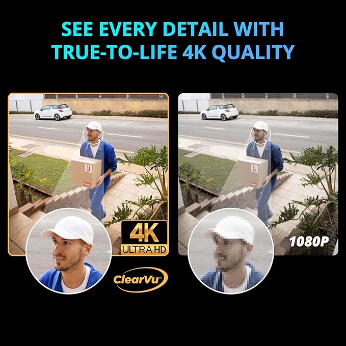 Defender AI Powered Sentinel 4K Wired Security Camera System, 360° PTZ Security Camera System with AI Tracking, Smart Human Detection, Blue-Red Light Deterrence, and Color Night Vision | 4 Cameras 1TB