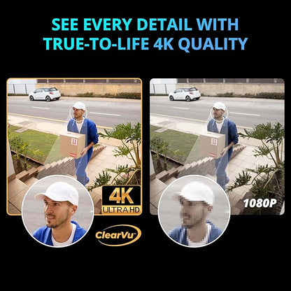 Defender AI Powered Sentinel 4K Wired Security Camera System, 360° PTZ Security Camera System with AI Tracking, Smart Human Detection, Blue-Red Light Deterrence, and Color Night Vision | 4 Cameras 1TB